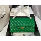 Chanel Medium Flap Handbag in Lambskin-Green