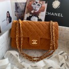 Chanel Medium Flap Handbag in Suede Deerskin-Black