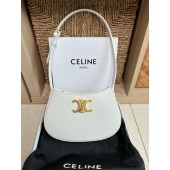 Celine Medium Tilly Bag in Shiny Calfskin-White