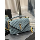 YSL Yves Saint Laurent College Medium Chain Bag in Quilted Suede