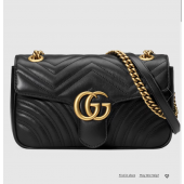Gucci GG marmont Small Shoulder Bag- Black leather
