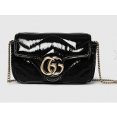Gucci GG marmont Super Mini bag -Black patent leather 