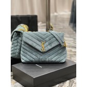 YSL Yves Saint Laurent Medium Chain Bag in Suede-Blue
