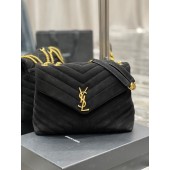 YSL Yves Saint Laurent Medium Chain Bag in Suede-Black