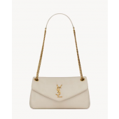 Saint Laurent Calypso Small in Plunged Lambskin-Blanc Vintage