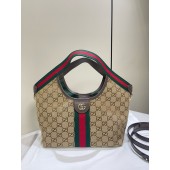 Gucci Giglio small tote bag-Beige and dark brown Canvas