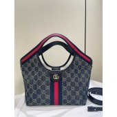 Gucci Giglio small tote bag-Blue and white GG denim
