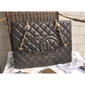 GST Grandi Shopping Borse  in pelle di agnello, nero/oro