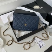 Chanel Classic Wallet on Chain in Grained leather-Navy blue