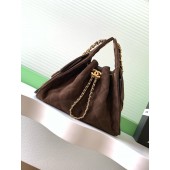 Chanel 25 Small handbag in Suede Calfskin-Dark brown