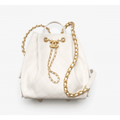 Chanel 25 Medium Backpack in Grained Calfskin-White