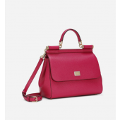 Authentic Quality- Dolce Gabbana Large Sicily Handbag in in Dauphine leather -Fuchsia