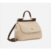 Authentic quality- Dolce Gabbana Large Sicily Handbag in soft faux fur and calfskin