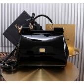 Authentic quality- Dolce Gabbana LargeSicily Handbag in polished calfskin-Black