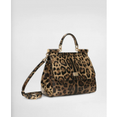 Authentic quality- Dolce Gabbana Large Sicily Handbag in leopard-print polished calfskin 