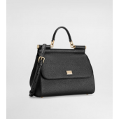 Authentic quality- Dolce Gabbana Large Sicily Handbag in in Dauphine leather -Black