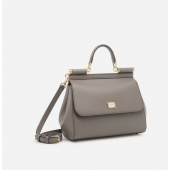 Authentic quality- Dolce Gabbana Large Sicily Handbag in in Dauphine leather -Grey