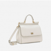 Authentic quality- Dolce Gabbana Large Sicily Handbag in in Dauphine leather-White