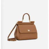 Authentic quality- Dolce Gabbana Medium Sicily Handbag in in Dauphine leather -Brown