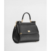 Authentic quality- Dolce Gabbana Medium Sicily Handbag in in Dauphine leather -Black