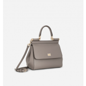 Authentic quality- Dolce Gabbana Medium Sicily Handbag in in Dauphine leather -Grey