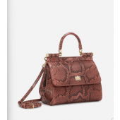 Authentic quality- Dolce Gabbana Medium Sicily Handbag  in python skin-Pink