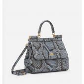 Authentic quality- Dolce Gabbana Medium Sicily Handbag  in python skin-Light blue