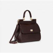 Authentic quality- Dolce Gabbana Medium Sicily Handbag in in iguana-print calfskin-Bordeaux