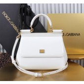 Authentic quality- Dolce Gabbana Medium Sicily Handbag in Polished calfskin -White
