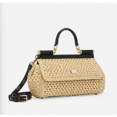 Authentic quality- Dolce Gabbana Elongated Sicily handbag in Raffia and python
