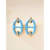 Hermes Mini Mailon Earrings-Bleu de Lille