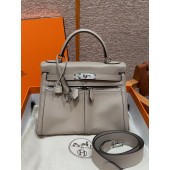Hermes Kelly Lakis Pocket 28 / 32 in Swift Leather-Girs Asphalte