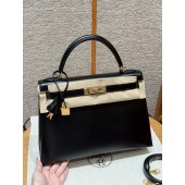 Hermes Kelly 32cm in Box leather-Black