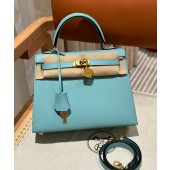 Hermes Kelly 25 / 28  in Epsom Leather-Blue atoll