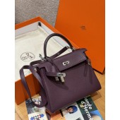 Hermes Kelly 25 / 28  in togo leather-Cassis
