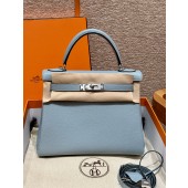 Hermes Kelly 25 / 28  in togo leather-Blue lin