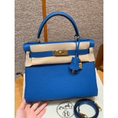 Hermes Kelly 25 / 28  in togo leather-Blue France
