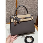 Hermes Kelly 25 / 28  in Epsom Leather-Etain