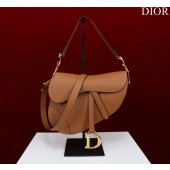 Christian Dior Saddle Bag with Strap-Brown 