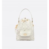 Small Dior Caro Bucket Bag-White