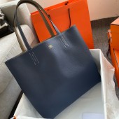 Hermes Neo Double Sens 35 bicolor bag-Navy blue/Taupe