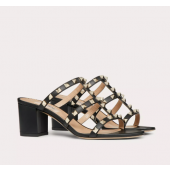 Valentino Rockstud calfskin slide sandals 6cm , Size 35-41