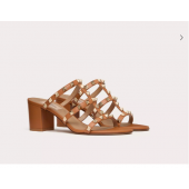 Valentino Rockstud calfskin slide sandals 6cm , Size 35-41