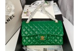 Chanel Medium Flap Handbag in Lambskin-Green
