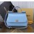 Authentic quality- Dolce Gabbana LargeSicily Handbag in polished calfskin -Light Blue