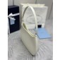 Borsa a spalla Prada Cleo in pelle spazzolata-White