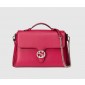 Interlocking GG Calfskin Borse, Fuchsia