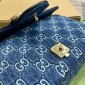 Gucci GG Marmont Small Shoulder Bag- Blue GG denim