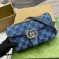 Gucci GG Marmont Small Shoulder Bag- Blue GG denim