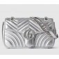 Gucci GG marmont Small Shoulder Bag- Metallic Silver leather 